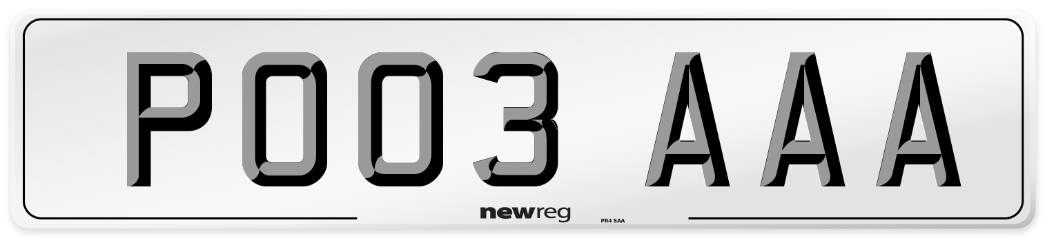 PO03 AAA Number Plate from New Reg